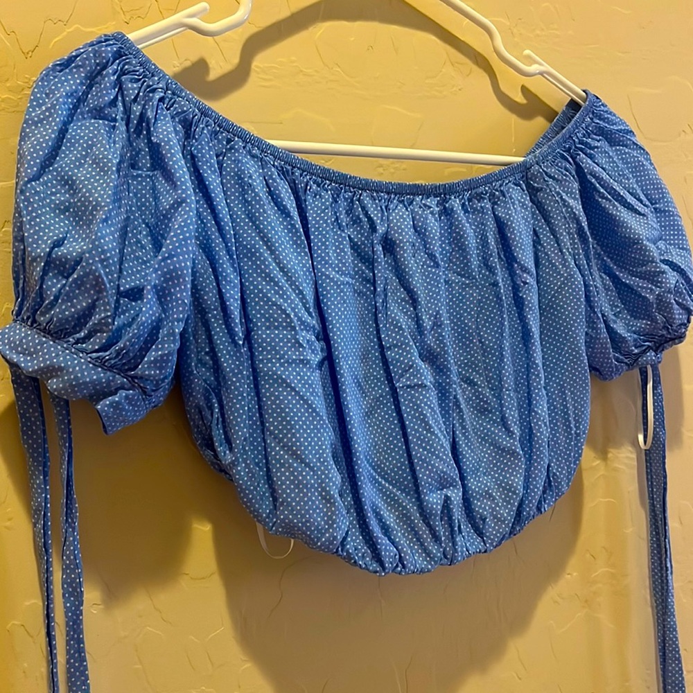 Skylar & Madison Blue and White Crop Top. Size Small, Brand New